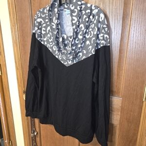 Black and Gray Leopard Print Women's Sweater